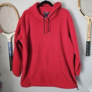 LANDS END Red FLEECE VTG VINTAGE Hoodie Large